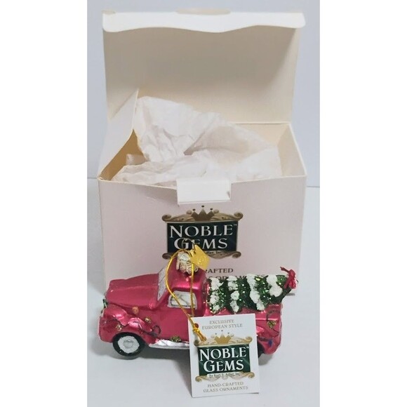 KURT S. ADLER NOBLE GEMS HAND CRAFTED GLASS CHRISTMAS ORNAMENT PICKUP TRUCK - Picture 1 of 9